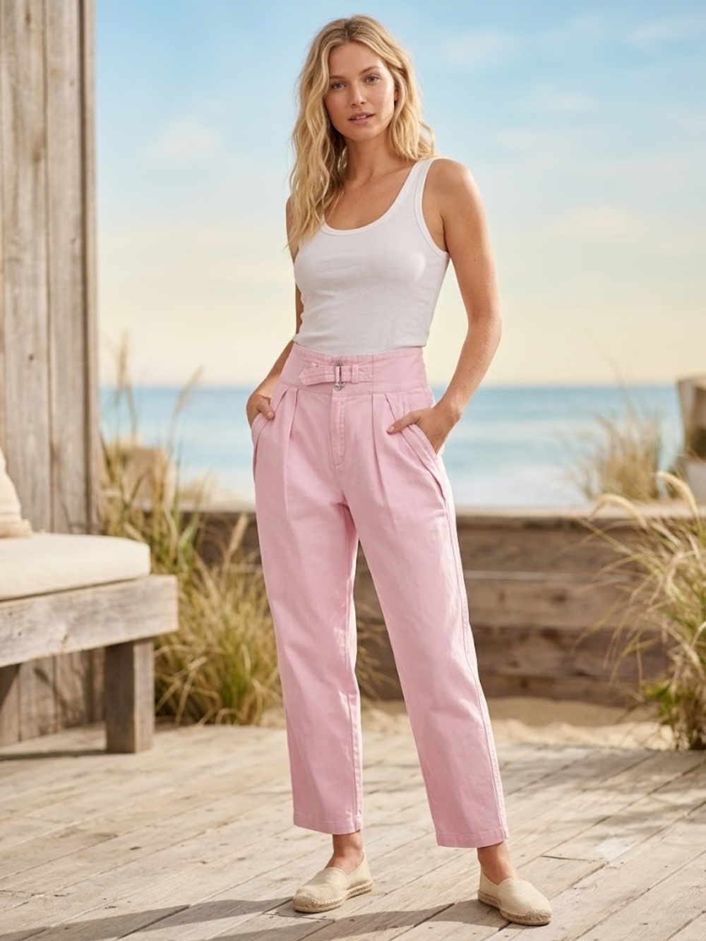 Vintage 80s Pink High Waist Pleated Trousers Coquette Soft Girl Barbiecore
